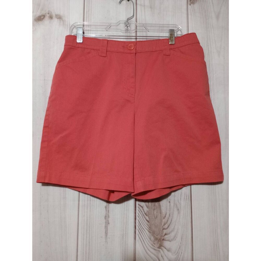 LL Bean Shorts Ladies 14‎ Coral Chino Classic Fit Comfort Waist